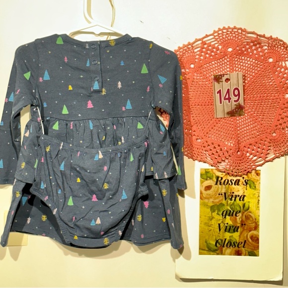 Tucker & Tate NWT Holiday Tree Ruffle Dress and Bloomers 2pc set Size 12M - Picture 7 of 13
